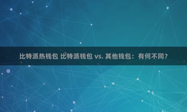 比特派热钱包 比特派钱包 vs. 其他钱包：有何不同？