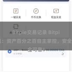 Bitpie交易记录 Bitpie钱包：资产百分之百自主掌控，安全可靠！