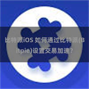 比特派iOS 如何通过比特派(Bitpie)设置交易加速？